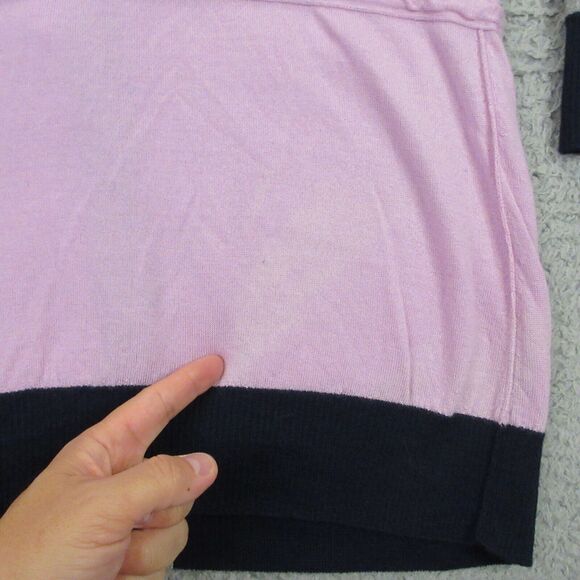 ST. JOHN Hoodie Cardigan Sweater Womens size Medium Wool Color Block Pink - Picture 6 of 13